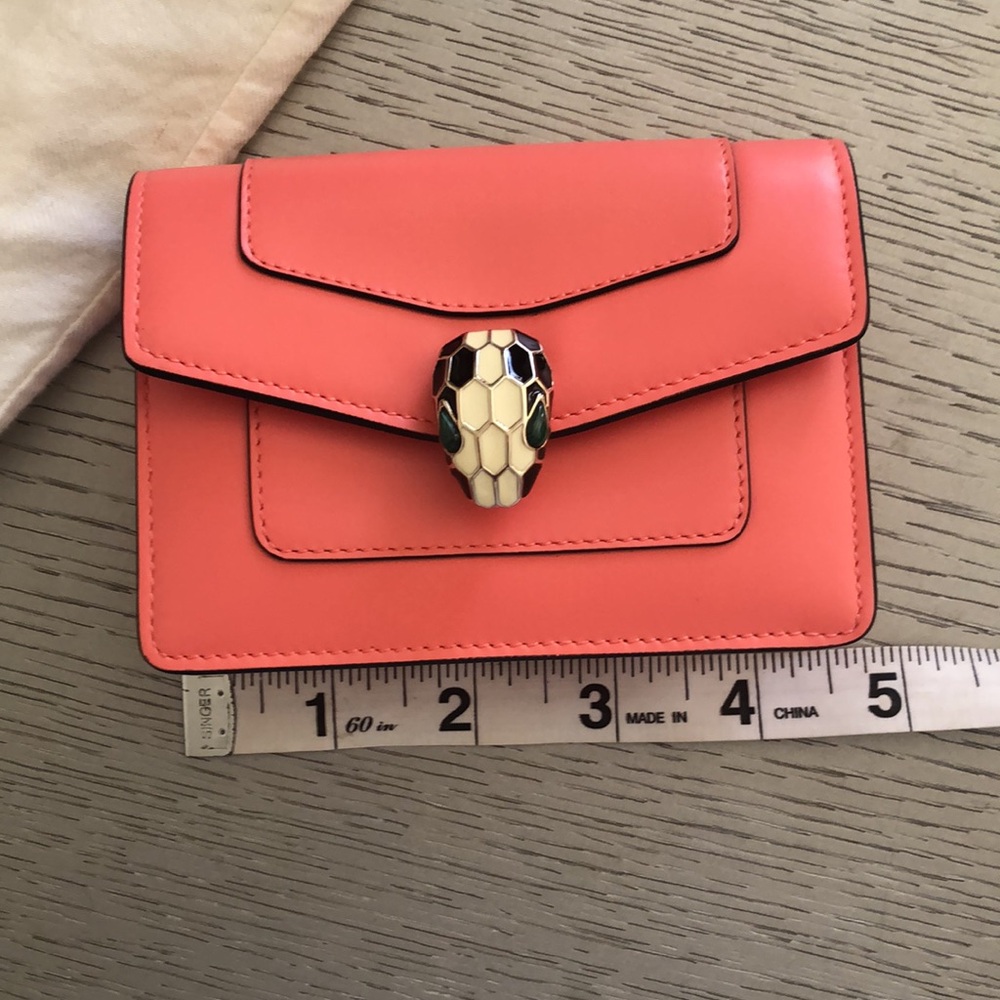 Bulgari Coral pink Serpent Women's card Bag - Picture 9 of 12